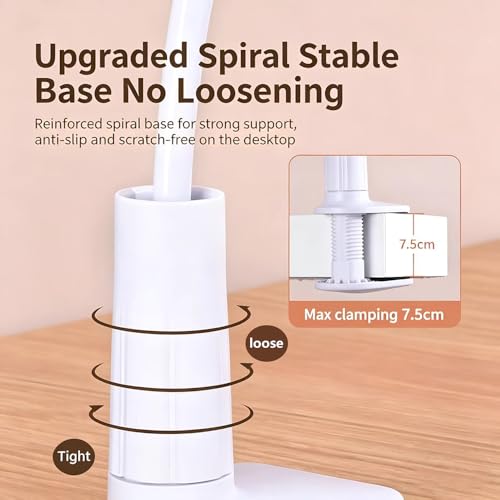 2-in-1 Gooseneck Phone & Tablet Holder for Bed, Flexible Clamp Mount & Overhead Stand for Desk & Headboard, Compatible with iPhone 17/16/15/14 and 4–10.6" Devices (White) - color: White