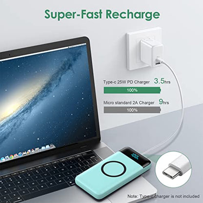 Wireless Portable Charger 30,800mAh,15W Wireless Charging USB C Power Bank,25W PD QC 4.0 Fast Charging 4 Outputs Travel Essentials Battery Pack Compatible with iPhone 17/16/15/14,Galaxy,Android-Green - color: Green