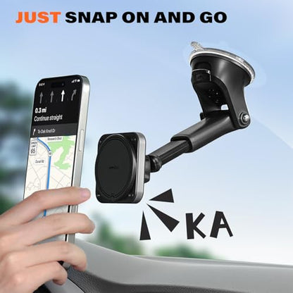 APPS2Car Magnetic Car Mount for MagSafe, Dashboard and Windshield Holder - color: Dark Black