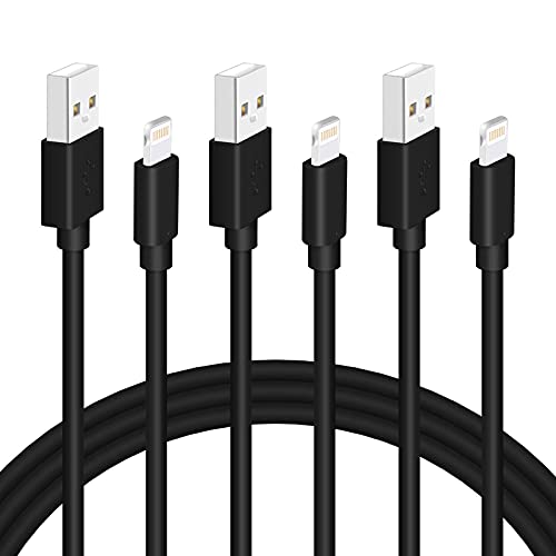 Black iPhone Charger Cord, 3-Pack 6FT MFi Certified Fast Charging Cable Data Sync Lightning to USB-A Cable Compatible with iPhone14/13/12/ Mini/Pro/Max/ 11/ XS/XR/SE/ 8/7/ 6/ Plus/iPad/AirPods - size: 3Pack 6FT
