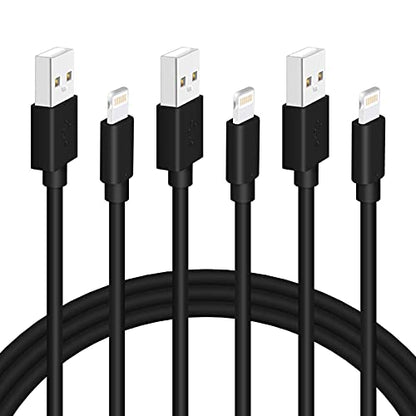 Black iPhone Charger Cord, 3-Pack 6FT MFi Certified Fast Charging Cable Data Sync Lightning to USB-A Cable Compatible with iPhone14/13/12/ Mini/Pro/Max/ 11/ XS/XR/SE/ 8/7/ 6/ Plus/iPad/AirPods - size: 3Pack 6FT