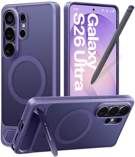 TORRAS Strong Magnetic & Seamless Stand for Samsung Galaxy S26 Ultra Case, Fit for MagSafe, Mil-Grade Drop Protection, Kickstand for Samsung Galaxy S26 Ultra Case, Translucent Back/Purple Edge - color: Deep Purple, size: Galaxy S26 Ultra