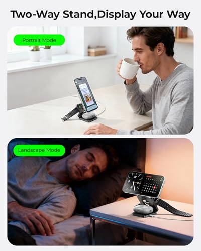 3 in 1 Charging Station for Apple - Qi2.2 25W Magnetic Wireless Charger for iPhone 18/17/16-12, Apple Watch, AirPods, Travel Fast Charging Foldable Stand with 45W GaN Adapter, Aluminum Alloy Design - color: Stellar Gray