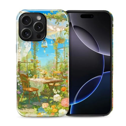 Case for iPhone 16 Pro, Shockproof Hybrid Protective Phone Case, Dual-Layer Drop Protection Anti-Scratch, Sunny Garden - color: Sunny Garden, size: iPhone 16 Pro