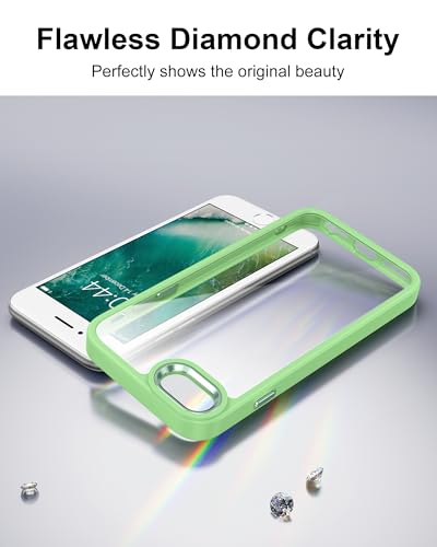 HOOMIL for iPhone SE 3rd/2nd Gen, iPhone 7/iPhone 8, Non-Yellowing, Drop Protection, Anti-Scratch Transparent Hard Back Phone Cover - Light Green - color: Light Green, size: iPhone 7/8/SE 2020/2022