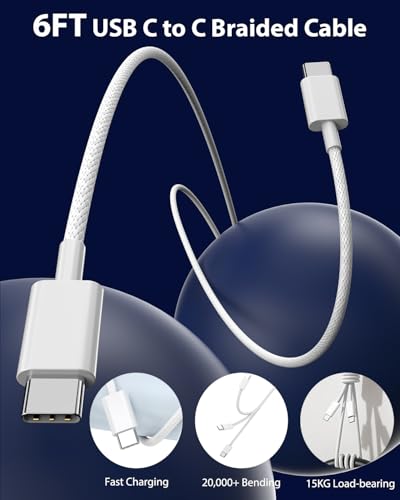 iPhone 17 Car Charger,USB C Fast Car Charger Adapter 2Pack Dual USB C Port - color: Silver 6FT