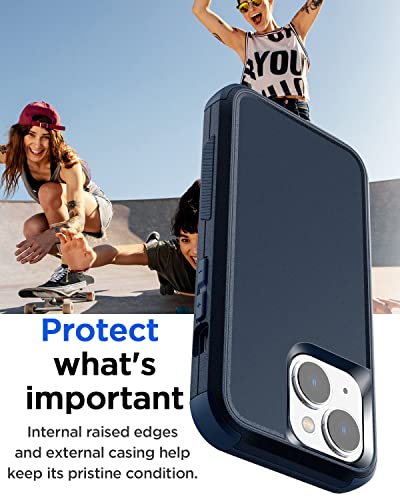 AICase for iPhone 13/iPhone 14 Case,Heavy Duty 3-Layer Rugged Pocket-Friendly Phone Case,Durable Military Grade Protection Shockproof/Drop Proof/Dust-Proof Protective Cover for iPhone 13/14(sea Blue) - color: sea blue Case