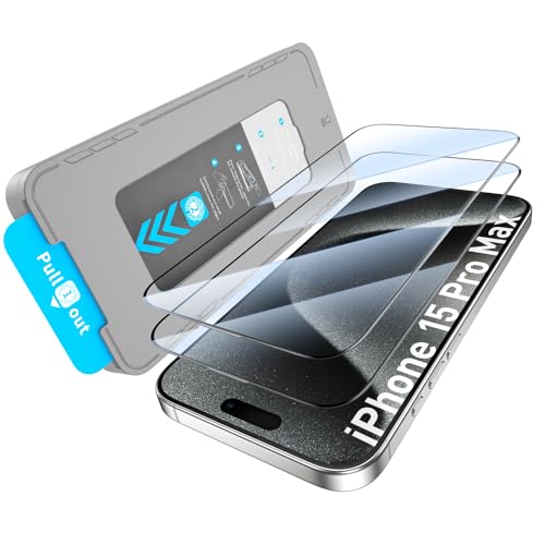 KUZOOM 2Pack HD Tempered Glass Screen Protector for iPhone 15 Pro Max - color: Transparent 15Pro Max