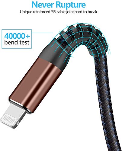 [ Apple Certified 2pack ] iPhone Charger,Lightning Cable, Fast Charging Cables for Apple iPhone 12/11/11Pro/11Max/ X/XS/XR/XS Max/8/7/6/5S/SE/iPad Mini Air (3ft, Brown) - color: Brown, size: 3foot