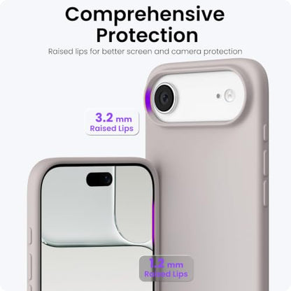 ORNARTO for iPhone Air Case 6.5", Slim Liquid Silicone 3 Layers Soft Gel Rubber Shockproof Protective Cover with Anti-Scratch Microfiber Lining-Stone Gray - color: Stone Gray