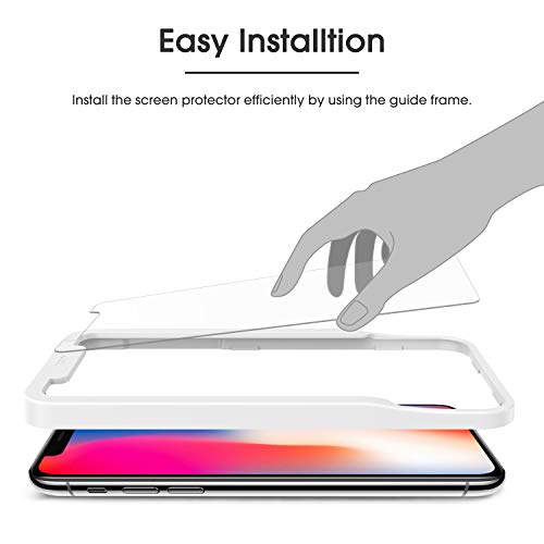 OMOTON [4-Pack] Screen Protector for iPhone Xs & iPhone X, 5.8 inch - Tempered Glass/Guide Frame/Easy Installation - size: iPhone X/XS