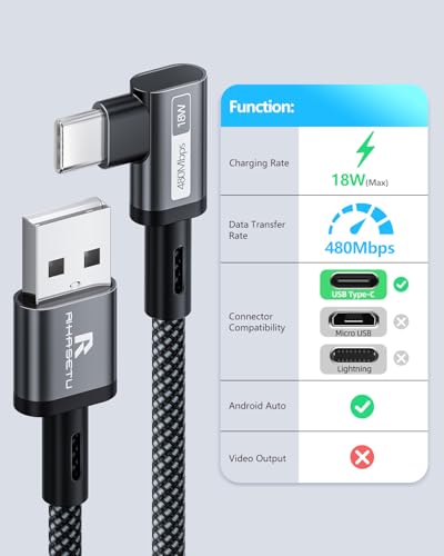 USB A to USB C Cable 4FT 2Pack Right Angle USB C to USB A Cable - size: 4FT+4FT