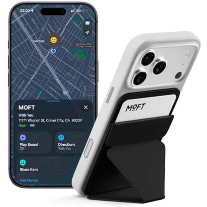 MOFT MagSafe Wallet Stand with Apple Find My, Ultra-Slim Trackable Strong Magnetic Phone Card Holder, 3-in-1 Multi-Angle Adjustable Phone Stand for iPhone 18/17/16/15/14/13 Series, Jet Black - color: Jet Black