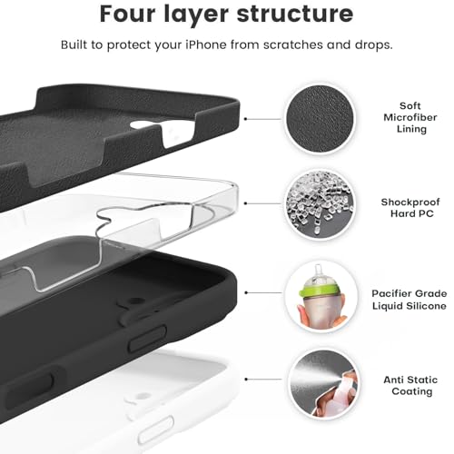 Vooii Compatible with iPhone 16 Plus Case, Liquid Silicone Upgrade [Camera Protection] [Soft Anti-Scratch Microfiber Lining] Shockproof Phone Case for iPhone 16 Plus 6.7 inch - Black - color: Black, size: iPhone 16 Plus