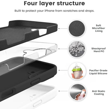 Vooii Compatible with iPhone 16 Plus Case, Liquid Silicone Upgrade [Camera Protection] [Soft Anti-Scratch Microfiber Lining] Shockproof Phone Case for iPhone 16 Plus 6.7 inch - Black - color: Black, size: iPhone 16 Plus
