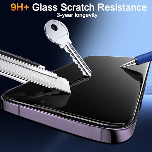 TZGZT Privacy Screen Protectors for iPhone 14 Pro Max, Tempered Glass, HD - color: iPhone 14 Pro Max-3+3Pack-Black