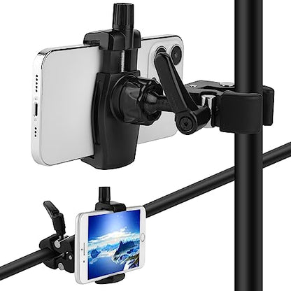 Mippko Phone Holder for Golf Cart/Microphone Stand/Cart/Railing/Handlebar/Rod,Fit for 3.5~7.5 inch iPhone/Nexus/HTC/LG/Smartphone,360°Adjustable Clip Aluminum Alloy Mount