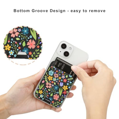 for MagSafe Wallet,Magnetic Card Holder for Phone Case - color: Bright Floral