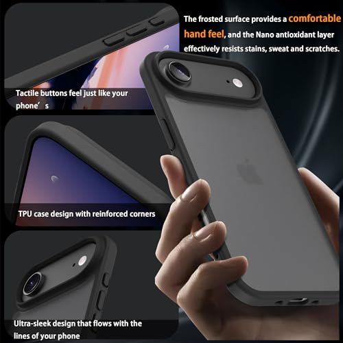 for iPhone 17 air Case Translucent Matte Phone Cover, [10 FT Military Grade Drop Protection] Slim Durable Shockproof Protective Bumper (Black, iPhone 17 air) - color: Black, size: iPhone 17 Air
