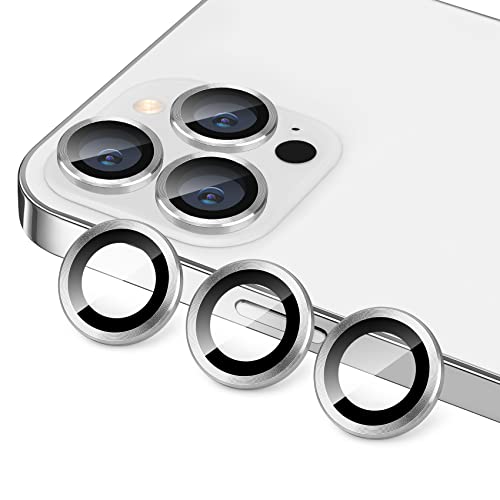 Compatible with iPhone 12 Pro Max Camera Lens Protector, Anti-Scratch 9H Tempered Glass Metal Camera Screen Protector Shockproof Cover for iPhone 12 Max 6.7 inch -3 Pcs Silver - color: Silver