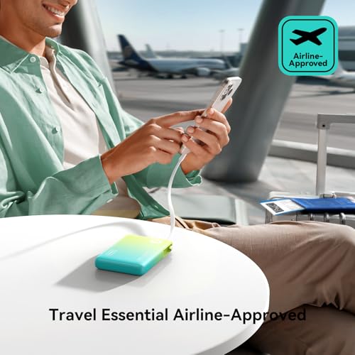INIU 45W Fast Charging Tablet Portable Charger, Smaller 10000mAh Power Bank - color: Cyan