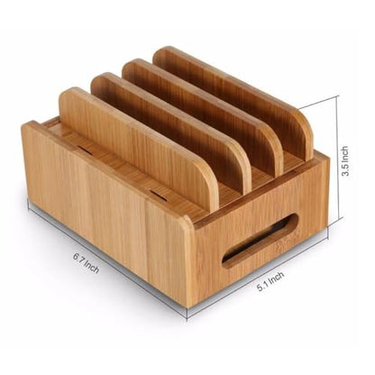 Toddmomy Wooden Phone Stand Desktop Organizer with Charging Slot for Home
