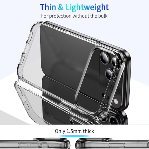DEERLAMN Clear Case for iPhone 17 Pro Max 6.9-Inch, Military Grade Drop Protection Anti-Scratch Transparent Ultra Slim Non-Yellowing Shockproof Protective Phone Cover - size: iPhone 17 Pro Max 6.9-Inch