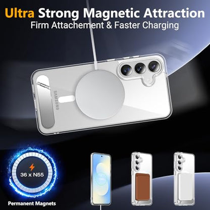 SPIDERCASE for Samsung Galaxy S25 FE Case,Built-in Stand,Clear | Magnetic [3 Stand Ways] Invisible Kickstand|Crystal Clear|Drop Protection| Shockproof Slim Case - color: Clear, size: S25 Fe