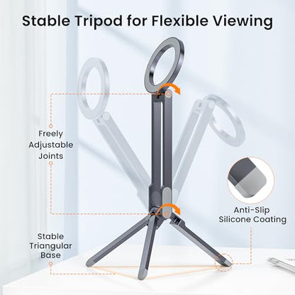 Itramax Magnetic Cell Phone Tripod,Adjustable Desk Phone Holder for MagSafe - color: Gray