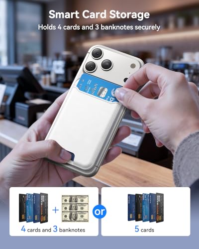 for MagSafe Wallet, Works with Apple Find My,5 Card Holder with Stand, Magnetic Phone Wallet Stand for iPhone 17/16/15/14/13/14 Pro Max Air Plus, RFID Blocking Vegan Leather,White - color: Findmy White