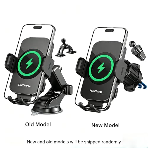 Wireless Car Charger, Fast Charging 15W Auto Clamping Car Charger Phone Holder Phone Mount for iPhone16 15 14 13 12 11 Pro Max Xs, Samsung Galaxy S24 Ultra S23 S22 S21 S20 S10+ Note 9, etc - color: Black-1