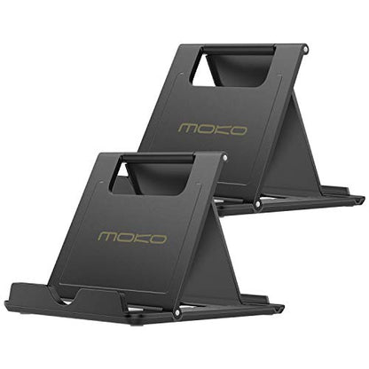 Moko 2 Pack Cell Phone Stand for Desk, Tablet Stand for 4"-11" Devices - color: Black+Black