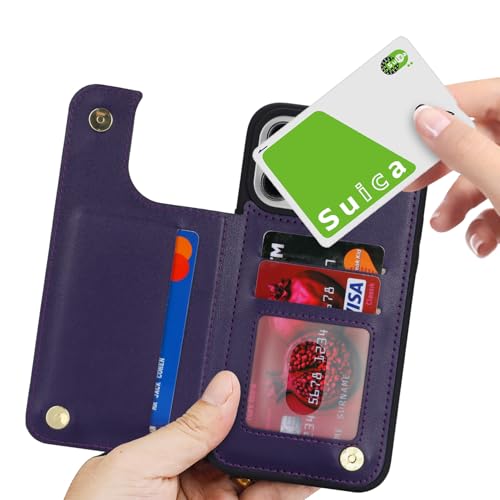 iCoverCase Compatible with iPhone 13 Pro Case with Card Holder, Wallet Phone Case for Women Men RFID Blocking PU Leather Protective Case 6.1 Inch (Dark Purple) - color: Dark Purple