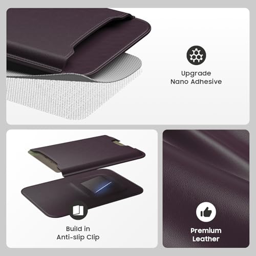 Musotica 2 Packs Phone Card Holder, Leather Phone Wallet Stick on, Stronger Nano Adhesive Credit Card Holder for Back of Phone Case, With RFID Blocking, Fit 4 Cards for iPhone, Samsung, and Android - color: Cherry Red