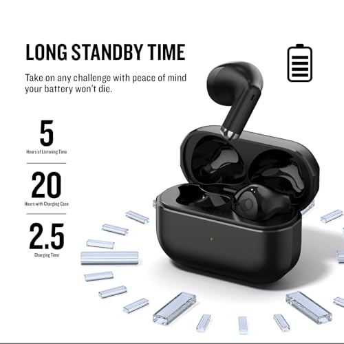 X25 Wireless Earbuds, Semi-in-Ear Bluetooth 5.3 Headphones - color: Black