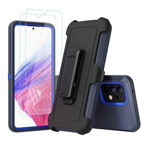 Compatible with Samsung Galaxy A53 5G Case, with Belt Clip Holster Heavy Duty Rugged Shockproof Full Body Protection Kickstand Phone case for Samsung Galaxy A53 5G (Blue) - color: Blue
