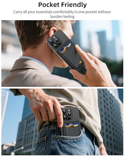 For Magsafe Wallet Stand, 6 Cards Holder, RFID Blocking | Strongest Magnetic Wallet for iPhone 17/16/15/14/13/12 Series, Magnetic Card Holder, ID Window, Vegan Leather, Black - color: Black