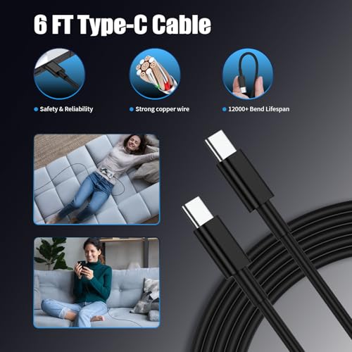 4Pack USB C Charger Super Fast Charging for Samsung Galaxy S25 Ultra - color: Black, size: 4Pack 3+6+6+10Feet