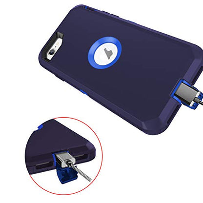 I-HONVA for iPhone SE 2022/2020 Case Built-in Screen Protector Shockproof Dust/Drop Proof 3 in 1 Full Body Rugged Heavy Duty Cover for Apple iPhone SE 3rd/2nd Gen 4.7, Navy Blue - color: Navy Blue
