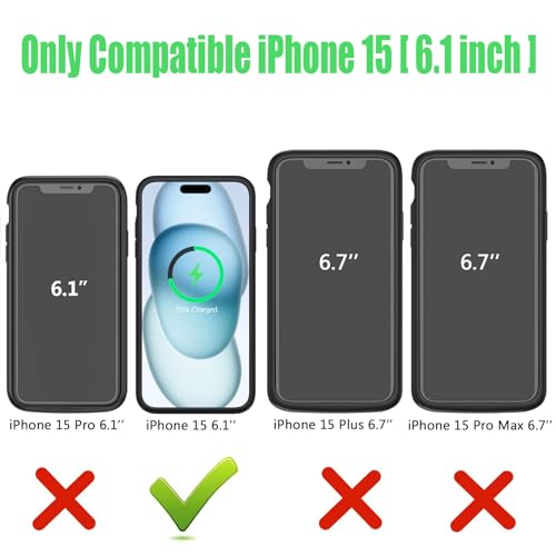 Wireless Charging Case for iPhone 15, 10000mAh High Capacity Portable Rechargeable Protective Battery Case Wireless Charging Compatible with iPhone 15 (6.1 inch) Extended Battery Charger Case (Black) - size: iPhone 15