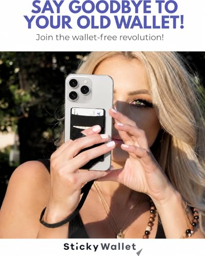 The StickyWallet Premium Spandex Stick-on Phone Wallet Card Holder for any Case | Unique Double Pocket Design + Finger Strap (1 Pack) - size: Pack of 1