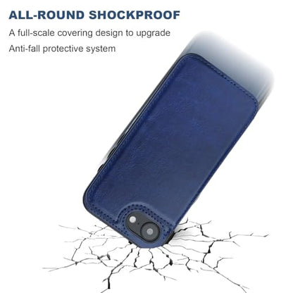 ONETOP for iPhone 17e/16e Wallet Case with Credit Card Holder,Blue | Kickstand,ID/Cash Holder,Case Wallet with Card Slots,Double Magnetic Clasp,Durable PU Leather Shockproof Cover for Women Men - color: Blue
