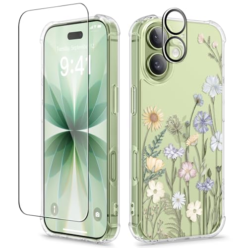 GVIEWIN for iPhone 17 Case Floral, Slim Clear Non-Yellowing | Shockproof Protective, Screen Protector+Camera Lens Protector, Women Phone Case for iPhone 17 6.3", Vibrant Spring - color: Vibrant Spring