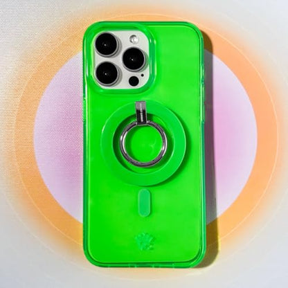 VELVET CAVIAR Compatible with MagSafe Phone Grip - Magnetic Ring Holder with Adjustable Stand - Removable MagSafe Accessories for iPhone 16, 15, 14, 13, 12 (Neon Green) - color: Neon Green