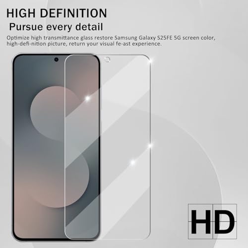 Screen Protector for Samsung Galaxy S25 FE, [2+2 Pack] Tempered Glass & Camera Lens Protectors[Ultrasonic Fingerprint Unlock] [Case Friendly] [Bubble-Free] Screen Protector Glass For S25 FE - size: Galaxy S25 FE
