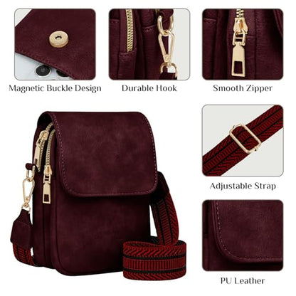 Fashion Small Crossbody Bags for Women Trendy Designer Cell Phone Purses | Adjustable Straps,with Card Holder,Detachable Wristlet Strap,small Cross Body Bag for Woman,Mini Bags,Travel Purse,Work,Gym - color: Red