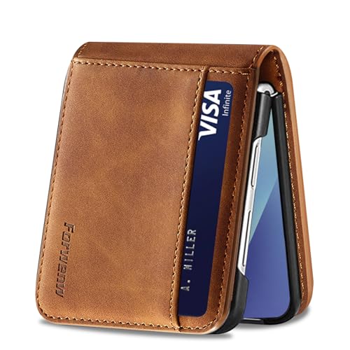 for Samsung Galaxy Z flip 7 Case Flip Leather Cover with Hinge Protection, Slim Thin Magnetic Wallet Case [1 Card Holder], Shockproof Protective Cover for Samsung Z Flip 7 5g Phone Case (Brown) - color: Brown, size: Z Flip 7