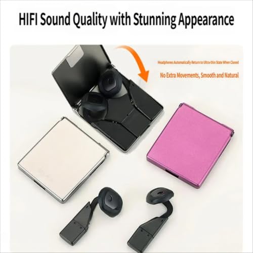 Wireless Bluetooth Ultra-Thin Foldable Earphones, 6mm Modular Design Charging Case, No Stress, Bluetooth Wireless Earphones for Travel, Calls & Music (Gray)
