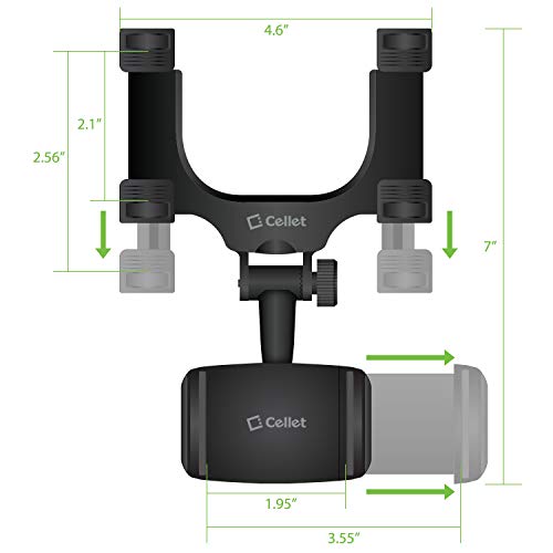 Cellet Vehicle Rear View Mirror Phone Holder Mount Universal Smartphone Cradle Compatible to Apple iPhone, Samsung Galaxy Smartphones, Google Pixel, Moto, Google Map GPS Navigation, Dash Cam Mount - style: Style 4