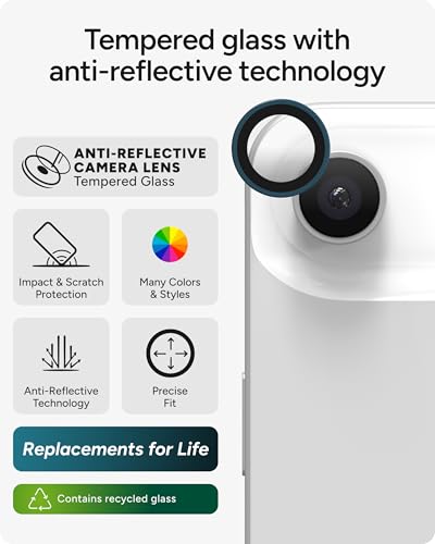 ZAGG iPhone Camera Lens Protector for iPhone Air - Blue, Camera Ring, Maximum Impact & Scratch Protection, Anti-Reflective Technology, Smudge-Resistant, Precise Fit, Glass Elite - color: Blue